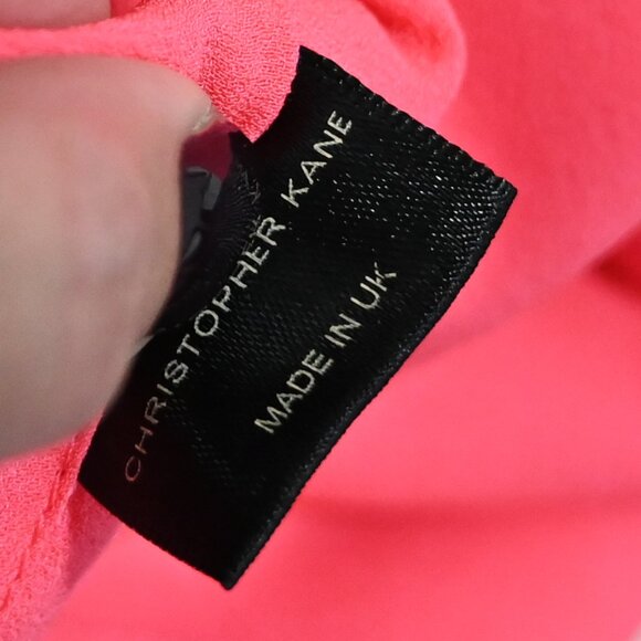 Christopher Kane Size 8 Wool Neon Pink Pleated Sleeveless Mini Dress - Picture 3 of 8